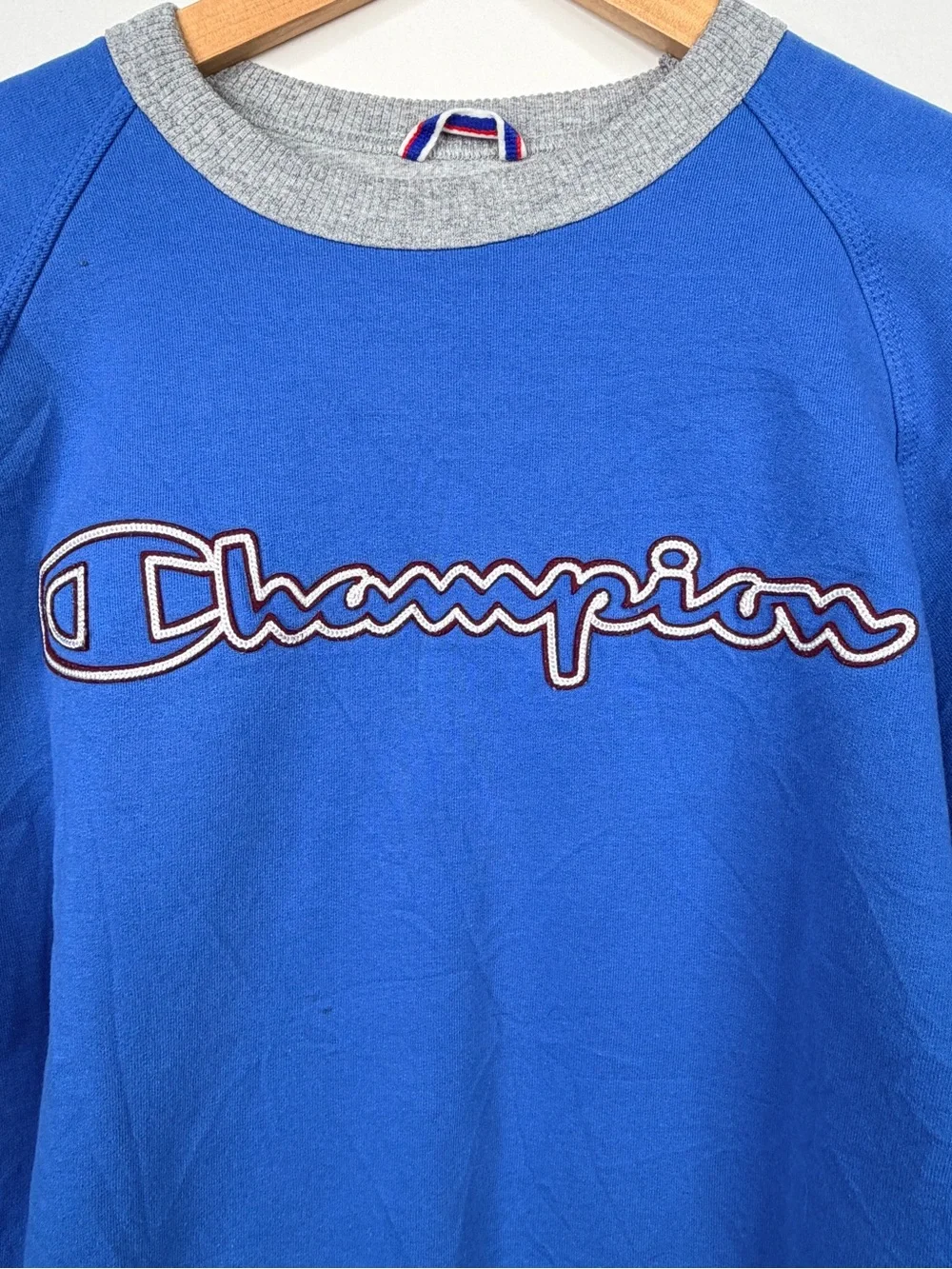 Champion Royal Blue Colorblock Logo Crewneck Sweatshirt